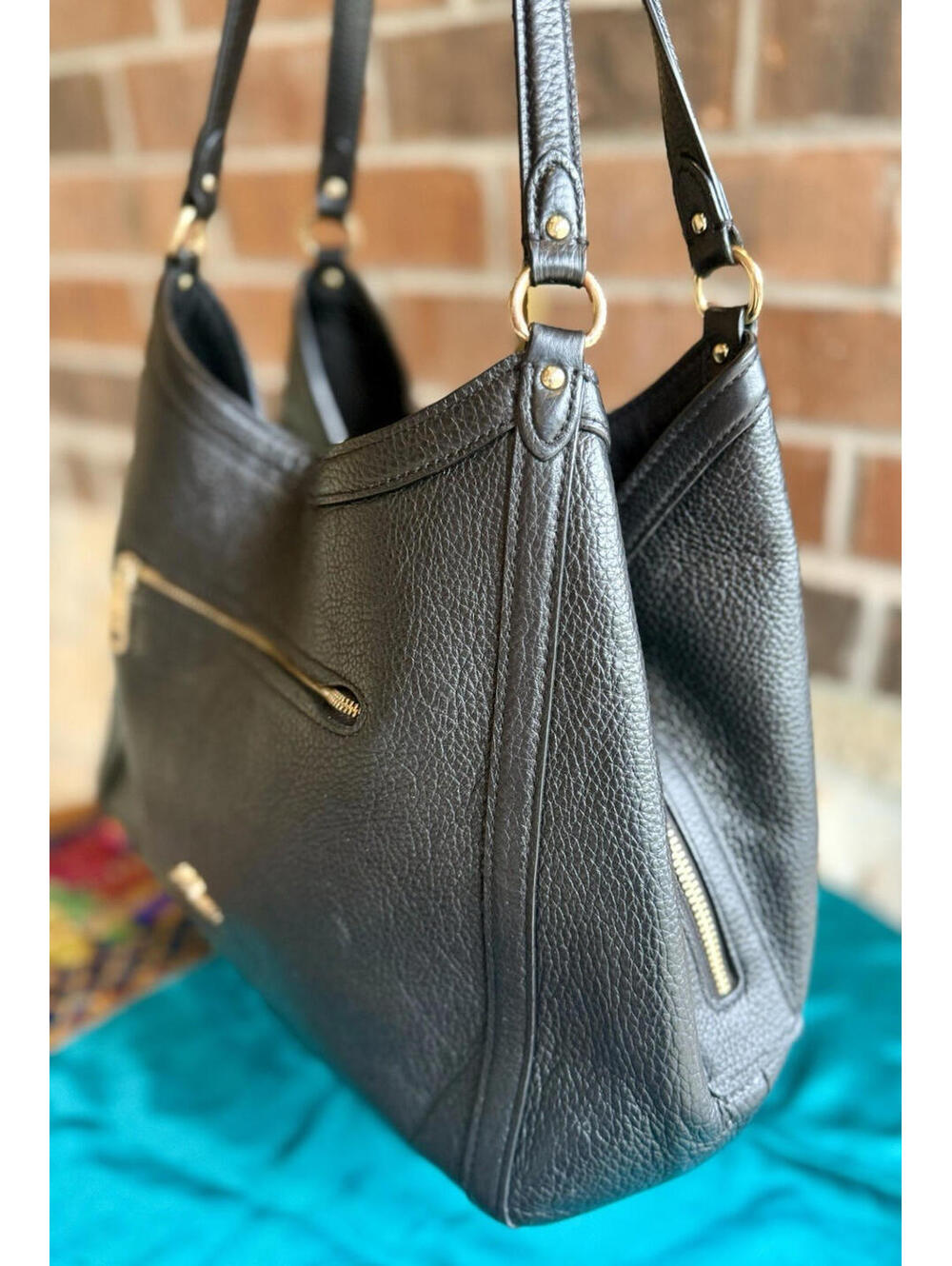 ✨👜 Coach Kristy Shoulder Bag Black Refined Pebble Leather C6231 Excellent Cond. - Picture 8 of 15